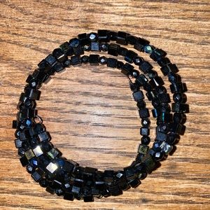 Handmade Black Crystal Wraparound Bracelet